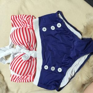 Red, white and blue bathing suit
